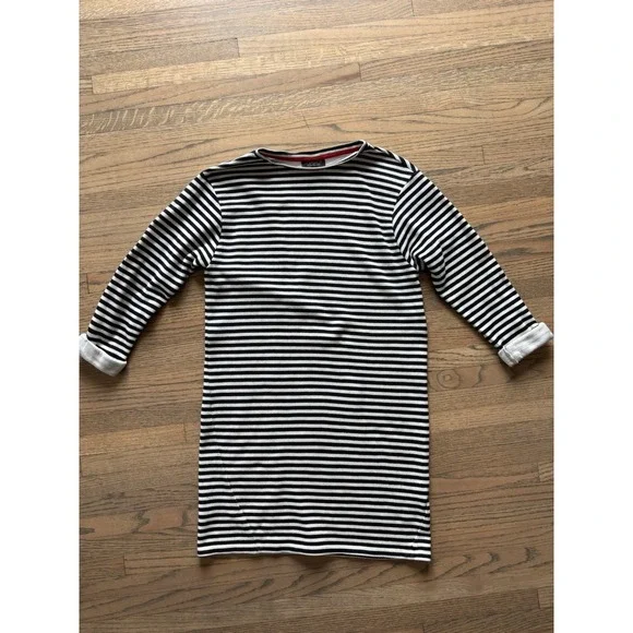 Topshop Women's Black White Striped Dress Long Sleeved size 4 - Picture 2 of 4
